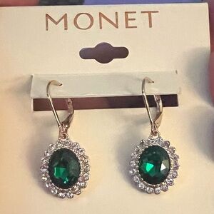 194. Monet Jewelry Glass Oval Drop Earrings